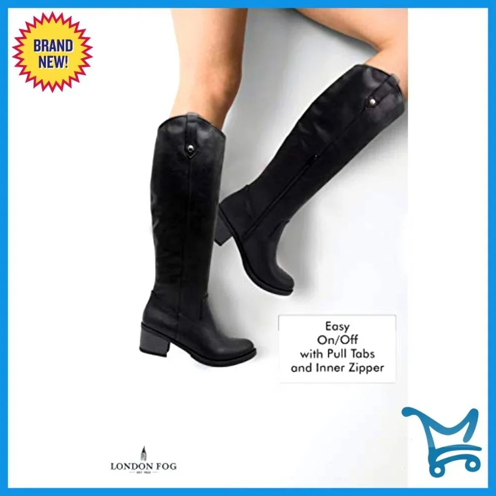 Knee High Riding Boots Faux Leather Water Resistant Regular Wide Calf